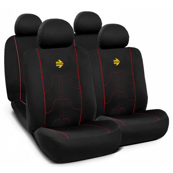 MOMO Universal Car Seat Covers - Modern - Black/Red