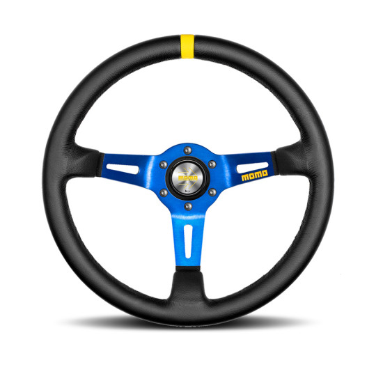 MOMO MOD.08 Steering Wheel - Leather, Blue Spoke