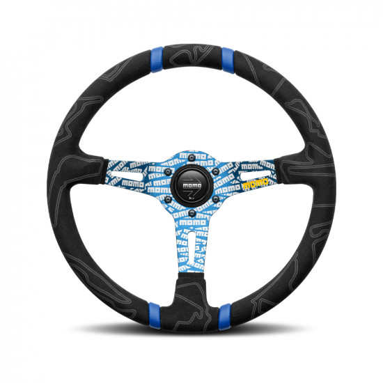 MOMO Ultra Black Steering Wheel - Blue Insert